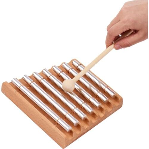 7-Tone Wooden Chimes with Mallet Percussion Instrument for Prayer Yoga Meditation Musical Chime Toy for Children Reminder Bell