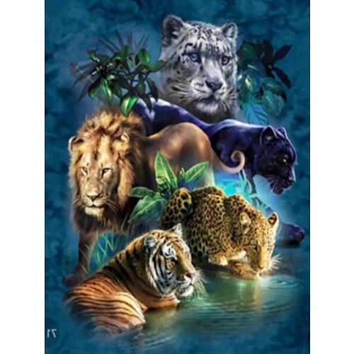 Tiger, lion, leopard DIY Diamond Painting Kit Diamond Floral cross Stitch Rhinestone Mosaic Painting Hall Hanging Murals