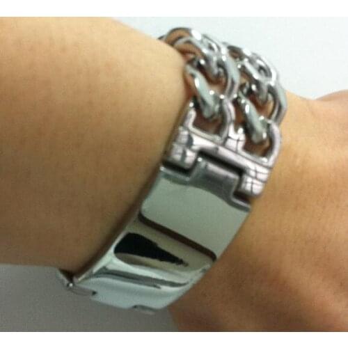 FOR BOYS MENS FASHION STAINLESS STEEL CUBAN CURB SMOOTH ID LINK BRACELET(9"x 22mm)