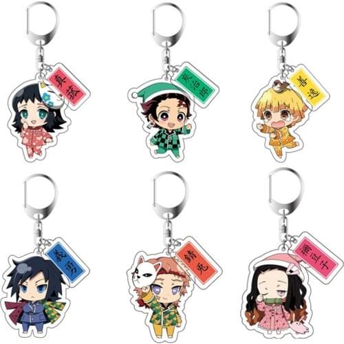 20Pcs/Lot Anime Demon Slayer Keychain Acrylic Kimetsu no Yaiba Blade of Ghost Keychains Jewelry Accessories Fans Gifts Wholesale