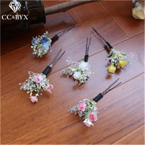 CC hairpins hairgrips fairy sweet wedding accessories bride engagement beach jewelry flower 100% handmade diy forest style mq015