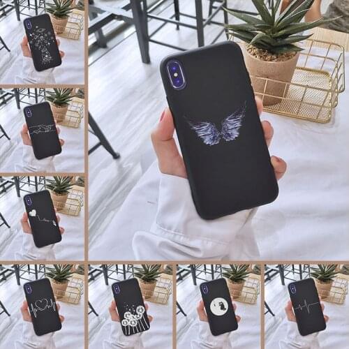 Black Heart Cat Dandelion Case For iPhone X XR XS MAX 8 7 6S 6 S Silicone Soft Back Cover For iPhone 8 7 6S 6 S Plus Phone Case