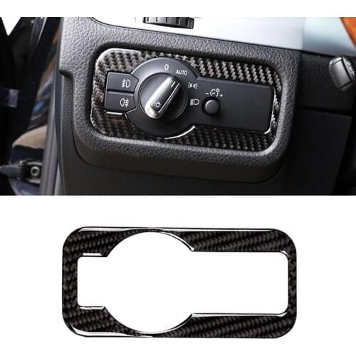 For VW Touareg 2011 2012 2013 2014 2015 2016 2017 2018 Carbon Fiber Car Interior Headlight Switch Frame Sticker Cover Trim