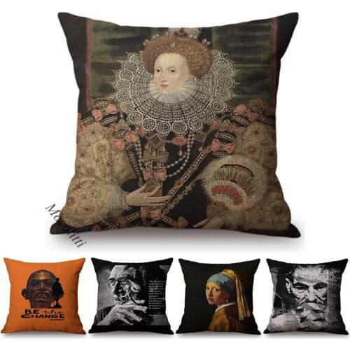 World Celebritys Home Decorative Throw Pillow Covers Gandhi Elizabeth Self Portrait Luxury Cushion Cover Sofa Chair Pillowcases