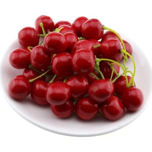 Gresorth 50 PCS Artificial Pure Red Cherries Fake Cherry Party Christmas Decoration