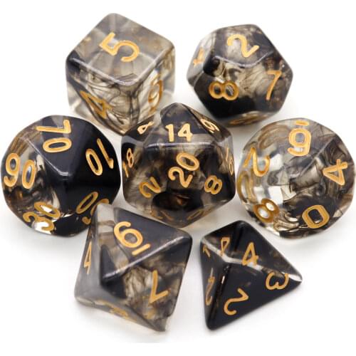 Haxtec 7PCS Black DND Dice Set Polyhedral D&D Dice of D20 D12 D10 D8 D6 D4 for TTRPG Games-Darkness