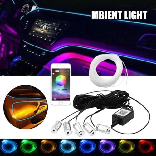 Interior Car Lights LED RGB Strip Light Multicolor Ambient Lighting Kits App Control DIY Decor 1.5w 6m Long for Auto Bar M8617