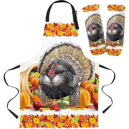 Thanksgiving Pumpkin Turkey Retro Kitchen Apron Baking Accessories Sleeveless Aprons for Men Women Home Cleaning Tools