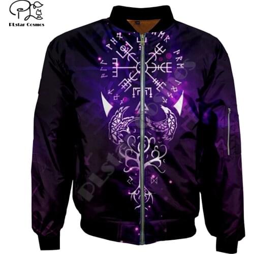 Men Galaxy viking tattoo Bomber Jackets native 3D Print Warm Long Sleeve Flight Jacket Thick Casual unisex Harajuku Streetwear