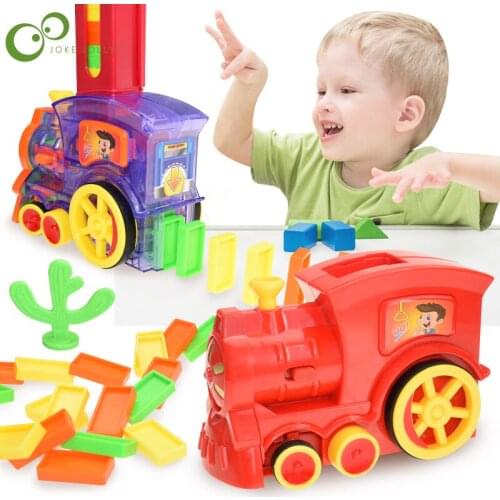 Educational DIY Toy Gift Kids Domino Train Car Set Sound Light Automatic Laying Domino Brick Colorful Dominoes Blocks Game WYW