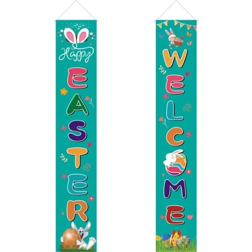 Easter Couplet Home Walls Spring Outdoor Indoor Porch Sign Polyester Cloth Party Supplies Holiday Decoration Flag