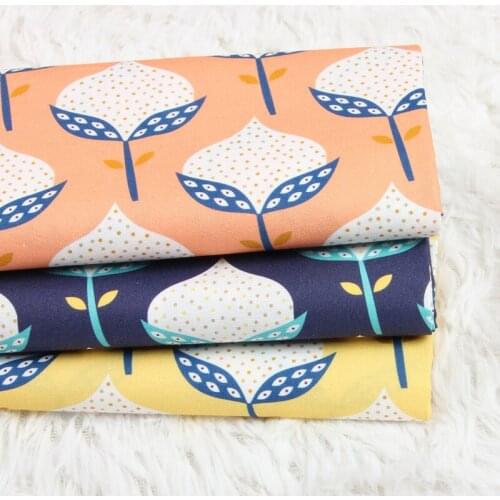 Half Yard Plain Cotton Fabric With Elegant Flower Print Handmade DIY Bag Garment Dress Children Cloth 100% Cotton CR-828