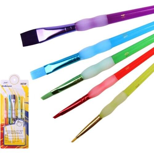 Cross-border e-commerce organic pole silica gel sets of color brushes 5 sets of childrens art and painting supplies wholesale