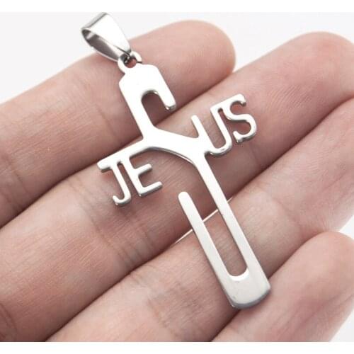 RIsul Jesus cross Pendant mirror polished stainless steel personalized Necklace Pendant for men women charms 10pcs