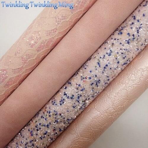PINK Glitter Fabric, Suede Faux Fabric, Suede Synthetic Leather Fabric Sheets For Bow A4 21x29CM Twinkling Ming XM892