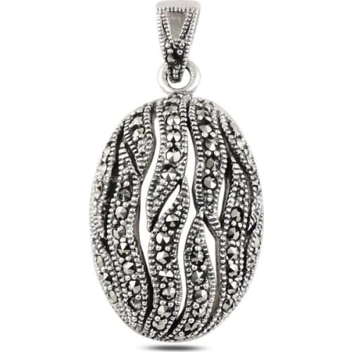 Silver 925 Sterling Marcasite Pendant