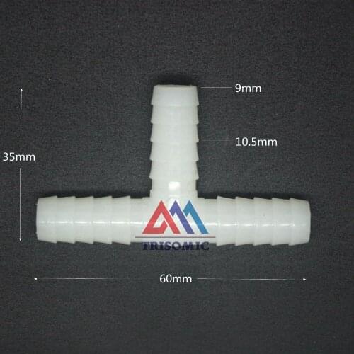 9mm T tpye equant Connector Equal Tube Joiner Material PE Plastic Fitting Fish Tank Airline Aquarium