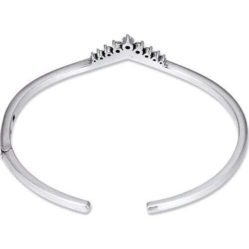 Tiara Wishbone Open Bangles 100% 925 Sterling Silver Fine Jewelry For Women Wholesales Free Shipping