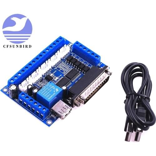 Upgraded 5 Axis CNC Interface Adapter Breakout Board For Stepper Motor Driver Mach3 + USB Cable Free Shipping
