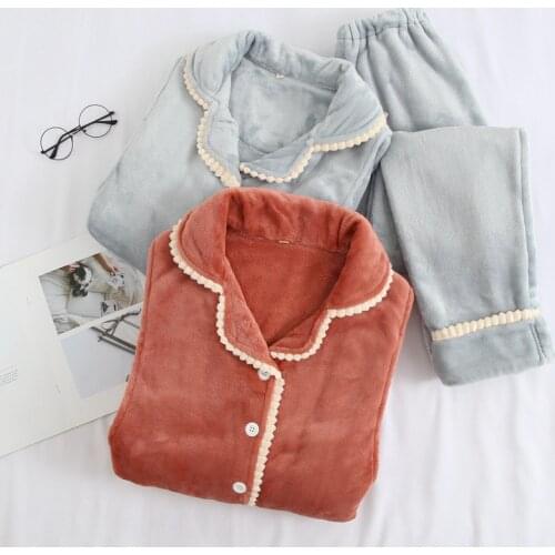 Explosion models pregnant flannel thickening month clothes autumn and winter thick print breastfeeding pregnant pajamas set