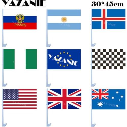 YAZANIE 30*45cm Russia Eagle Argentina Iceland Nigeria European Union F1 Chequered American United Kingdom Australia Car Flags