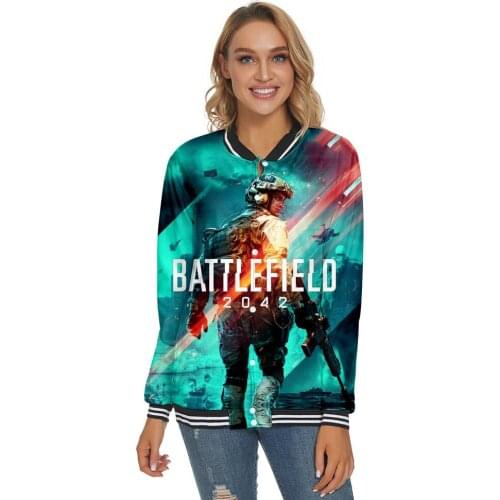Harajuku style Battlefield 2042 3D Casual Long Sleeve Baseball Jacket Women Clothes fashion Kpop Tops