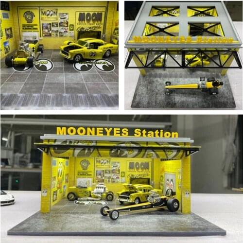 1:64 MOONEYES Station Garage Led Light Diorama assembly with/without acrylic case