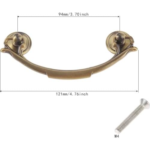 1Pc Wooden Box Furniture Handle Vintage Cabinet Knobs and Handles Antique Furniture Hardware European Style 121*41mm