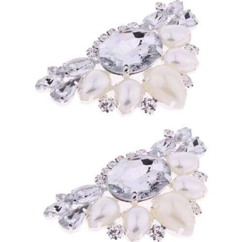 2Pcs Crystal Wedding Bridal High Heels Shoe Clips Buckles Embellishments White