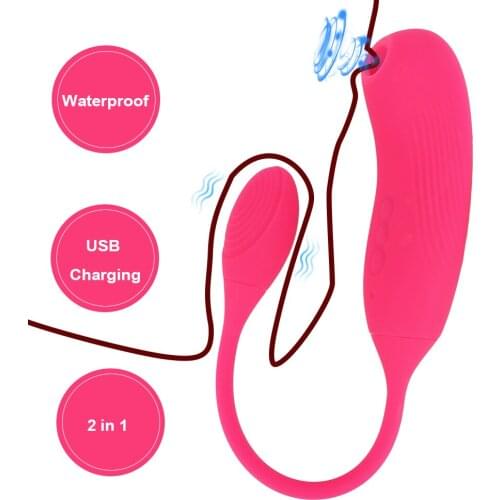 2 In 1 Vibrating Egg Sex Toys For Women G Spot Clitoris Stimulator Clit Nipple Sucker Oral Sex Sucking Dildo Vibator