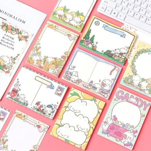 50pcs Cute Kitty Large Memo Note Book Aesthetic Korean Stationery Bullet Journal Accessories Not Self-adhesive Material Paper