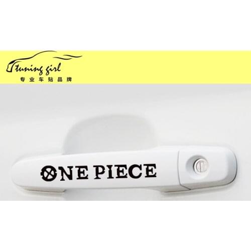 Car Stickers ONE PIECE Cartoon Pirates Creative Decals For Door Handle Auto Tuning Styling Vinyls 4 PCS/Set 13x2cm D11