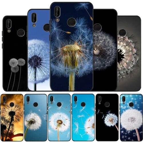 Dandelion flying flower black Silicone Phone Case For Huawei honor 30 20 Pro 8 8X 9 10 20 Lite Mate 10 20 30 Lite Pro cover