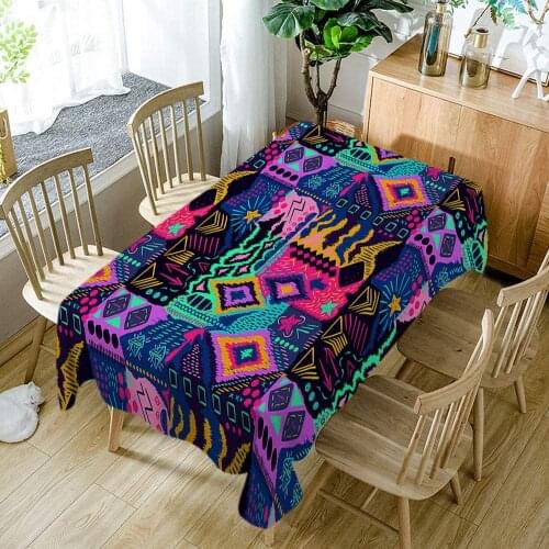 Ethnic Tribal Geometric Aztec Diamond Boho Triangles Table Covers