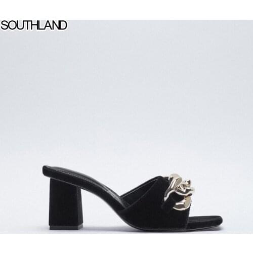 SOUTHLAND Spain hot sale brand Same Design 2021 New Summer Velvet Womens Sandals Slipper Chain Slipper outdoor for Female