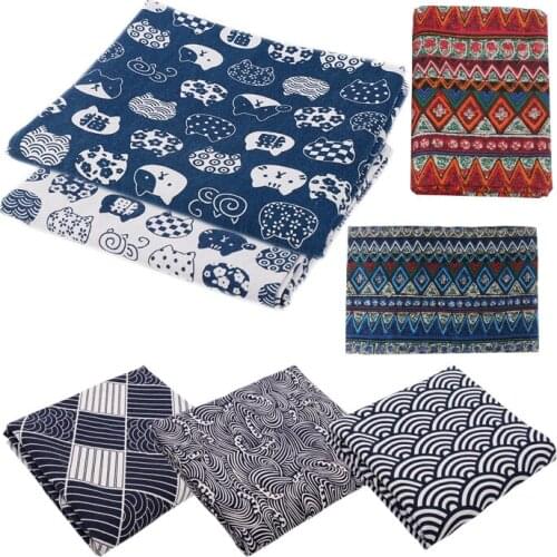 Printed Cotton Linen Cloth For DIY handwork Curtain Tablecloth Throw Cushion cover Curtain Sofa cover Cotton Linen Fabric