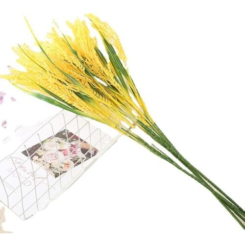 Artificial Wheat Plants Golden Wheat Grass Shrubs Faux Plastic Bushes Outdoor Indoor Home office