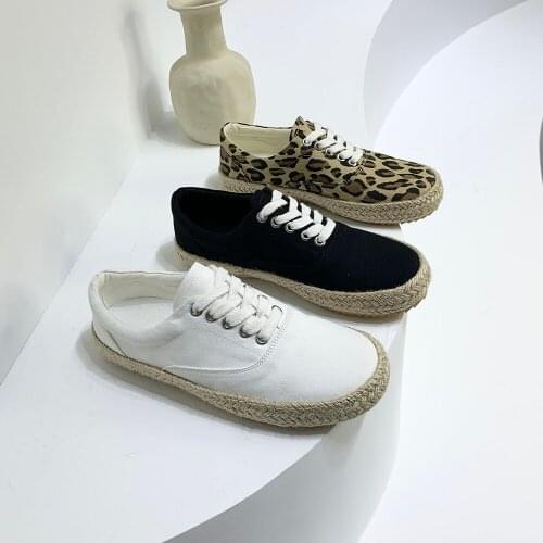 Women Sneakers Flat Platform shoes summer Canvas Fashion Leopard Round toe Breathable outdoor casual Ladies sneaker 2021