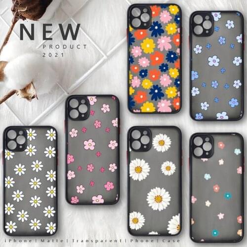Summer small daisies flower Phone Case Matte Transparent for iphone 11 12 pro mini XS XR X max 7 8 plus TPU Mobile bags coque