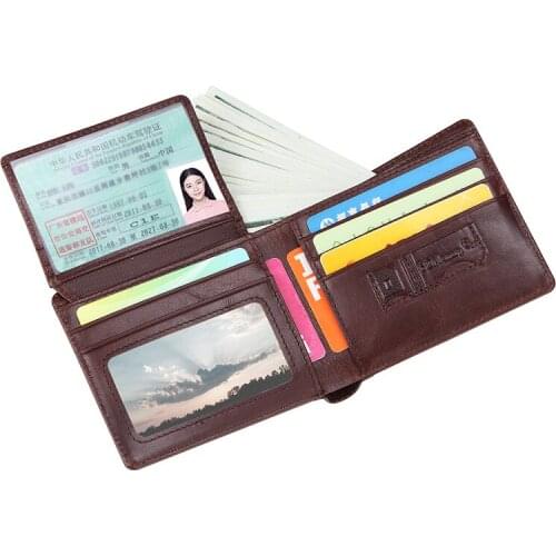 Genuine leather Vintage Mens wallet Ultra Slim Purse for men Casual Short Small Wallet men Multi Function carteras hombre