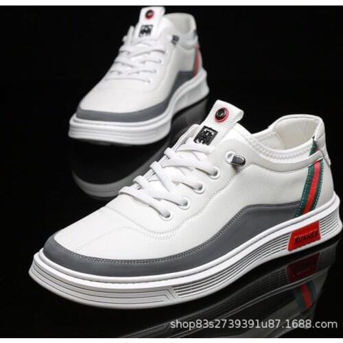 2021 Spring New Mens Shoes White Shoes Youth Version All-match Board Shoes Breathable Fashion Increased Casual Leather Shoes