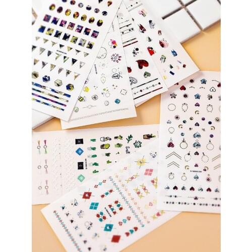 Newest WG181005-04 20 3d nail sticker transparent nail decals rhinestones DIY decorations tools for nail accessory