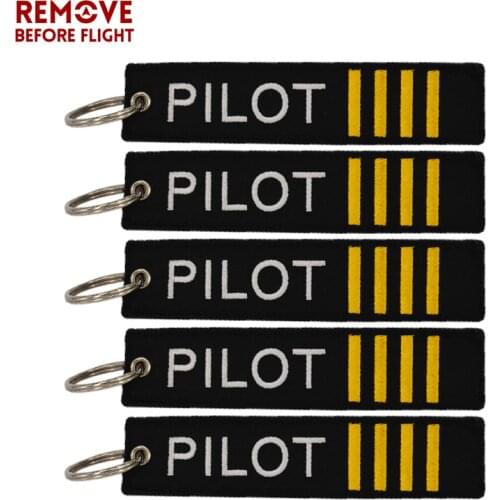 New 5PCS Remove Before Flight Pilot Key Chains Embroidery Label Key Ring Chain for Aviation Gifts Fashion Jewelry Accessories
