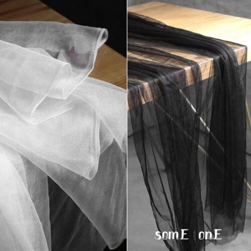 Pearly-lustre Mesh tulle Fabric Soft Black white DIY Skirt Scarf Veil Party Decor Dress Designer Fabric 50*155cm