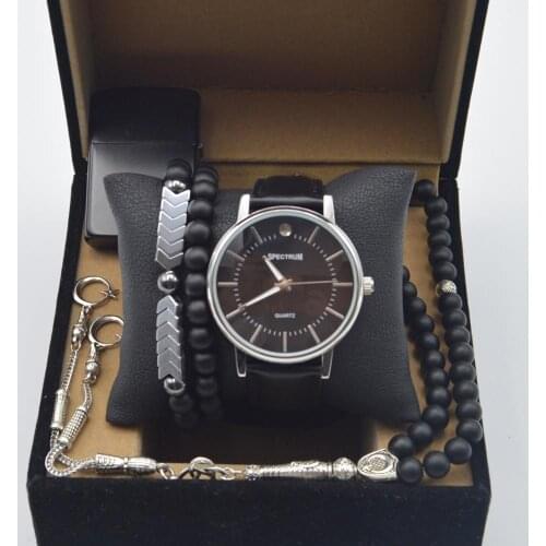 Mens Gift Watch Set 05 - Watch + Rosary + Lighter + 2 Bracelets