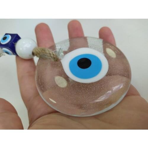 Transparent Evil Eye 8cm Glass Bead Turkish Handmade Big Amulet for Wall Hanging Ojo Turco Talisman Boho Home Decor