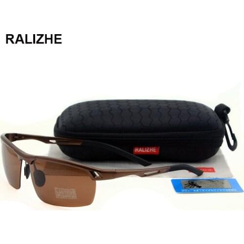 RALIZHE Brand New Fashion Men Polarized Sunglasses Polaroid Male Sun Glasses Designer UV400 Semi-Rimless Rectangle High Quality