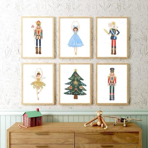 Christmas Nutcracker Prints Watercolor Wall Art Pictures Holiday Wall Decor Ballet Artwork Canvas Painting Housewarming Gifts