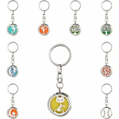 Christmas Deer 30mm 316L Stainless Steel Aromatherapy Diffuser Locket Keychain Keyrings Jewelry 10pcs Pads