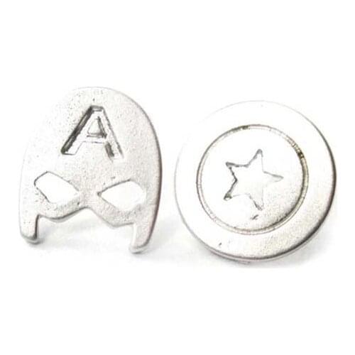 Daisies 10pairs/lot Stud Earring Captain America Mask and Shield Shaped Super Hero Earring For Jewelry Girl Couple Bijoux Femme